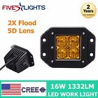 2x-16a-sq-y-f-c4cr-5d Cree Led Work Light Lens Flood Amber Driving Offroad Flush