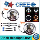 7inch-headlight-40w Unbranded Round Beam Led Headlight Angel Eyes For Jeep Wrangler