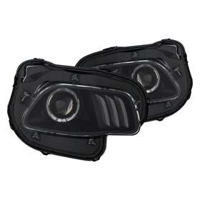 111353 Anzo Led Drl Bar Halo Projector Headlights Set Black For Jeep Cherokee