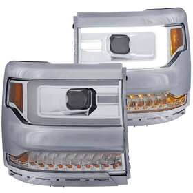 111376 Anzo Chrome Plank Style Projector Headlights Set For Chevy Silverado 1500