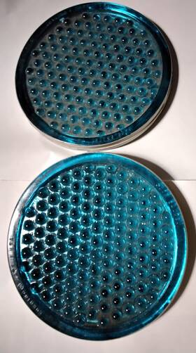 54173 Corning Made In Usa Cats Eye Blue 5 1/4 Glass Reflectors / Lens Pair Cataphote