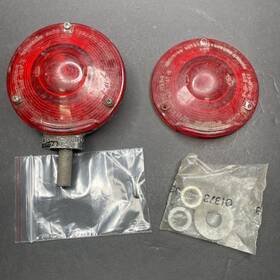 70-6064 Dominion Auto Red Stop Tail Light With Black Metal Housing 1 Lens Vintage