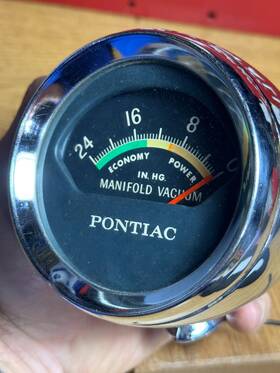 5653374 General Motors Very Rare 1960-69 Pontiac Vacuum Gauge With Cup Part #5653374 Gto And Fullsize Cars