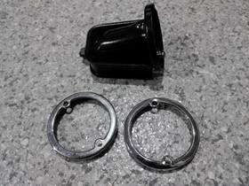 General Motors 5933022 L55-57 Corvette Backup Light Housing/bracket And 2 Bezels-guide F42 F57 B58-used