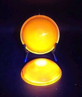 414-220 Griffin Lamp Co 2 Co. Cadmium Orange Vintage Glass Blinker Taillight Lenses