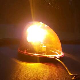 96279 Hall Master Haul 12 Volt Signal Teardrop Amber Beacon Rotating Light Works Fine