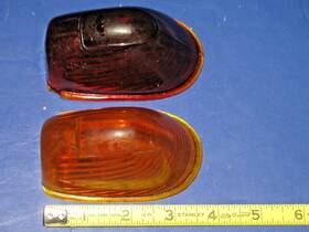Ls303 Vintage Pair Glass Truck Cab Lights Amber / Red Roof Auto Ratrod