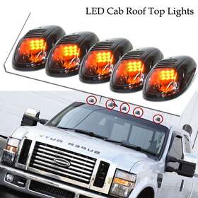 Mto 310003334799 5x Smoke 9-leds Cab Roof Top Marker Amber Lights Cover Fit Truck Suv Off Road