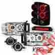 55077348af Srt-10 B0902h 2002 2003 2004 2005 Venom Inc Clear Ccfl Headlights Red Smoke Tail Lights Fog L.e.d 3rd 02 03 04 05 Ram 55077121af 55077120 55077347 5072594ad