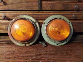 Stratolite Pm-98 Vtg Pioneer Amber Clearance Marker 4.5 Inch Od And 3.5 Lenses Pair