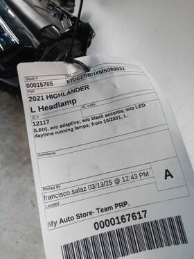 114-12117l Toyota Driver Headlight Without Adaptive Fits 23 Highlander 410629