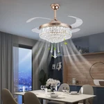 42" Invisible Led Ceiling Fan Light Crystal Retractable Chandelier Lamp W/remote. Fixed Price $147.89.