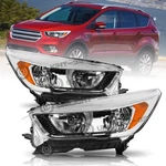 Pair 2017-2019 Ford Escape Chrome Halogen W/o Drl Headlights Headlamps Lh+rh. Fixed Price $155.99.