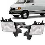 Headlights Fits Dodge B1500 Chrome Halogen Set 98-03 Ram Van 2500 3500. Fixed Price $163.99.