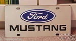 Ford Mustang Stainless Steel Vanity License Plate Tag Blue Oval Black Lettering. Fixed Price $42.95.