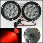 (2) 8 Led 4" Round Stop Turn Tail Light Clear/ Red Tecniq Flange Mount Usa. Fixed Price $19.99.