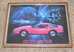 Corvette Clock By Intercraft #493101 Framed 25 X Shows 1984 / 1953 Bw. Fixed Price $54.00.