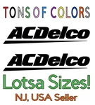 Two Delco Die Cut Vinyl Decals Single Color Chevy Buick Olds Pontiac Caddy Gm. Fixed Price $15.99.