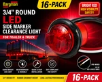 Bargman 3/4" Round Led Red Side Marker Clearance Light For Trailer Truck 16-PACK. Fixed Price $28.00.