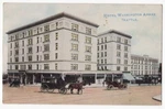 Seattle Horse Wagon Early Autos Hotel Washington Annex Vintage Postcard 90621. Fixed Price $5.59.
