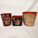 Set Of 3 Five Nights At Freddy's FNAF2 Movie Popcorn Bucket Tins Never Used. Fixed Price $39.95.