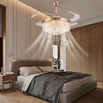 42" Invisible Led Ceiling Fan Light Crystal Retractable Chandelier Lamp W/remote. Fixed Price $147.90.