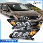 Pair/set Black Amber Headlights Assembly For Honda Civic Sedan & Coupe 2012-2015. Fixed Price $116.99.