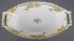 Nippon Hand Painted Pink & Orange Wild Roses Cobalt Blue Stripes Relish Dish. Fixed Price $25.00.