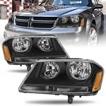 For 2008-2014 Dodge Avenger Headlights Assembly Black Housing Amber Corner Lamp. Fixed Price $73.50.