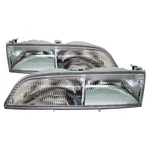 Fits 89-93 Ford T-bird Thunderbird Headlights Headlamps Pair Set Halogen Chrome. Fixed Price $106.48.