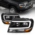 Anzo Crystal Headlight Set W/ Bar Black Housing For Jeep Grand Cherokee (9. Fixed Price $506.77.