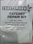 Made In Usa Craftsman 1/4" Ratchet Repair Kit 43427 Quick Release For 43186 New. Fixed Price $12.97.