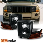 Fits 06-10 Jeep Commander Suv Amber Black Headlights Front Lamp Replacement Pair. Fixed Price $118.99.