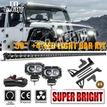 Slim 50" Led Light BAR+4" Inch Pods +roof Bracket Kit For 07-18 Jeep Wrangler Jk. Fixed Price $165.83.