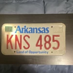 Arkansas License Plate KNS-485 Land Of Opportunity Vintage Collectible. Fixed Price $13.89.