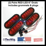 (4) Trailer Truck Sealed Red 6" Oval Stop/turn/tail Light Tecniq Usa. Fixed Price $32.99.