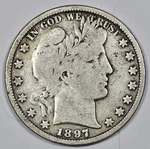 1897 Barber Half. "li-ty"& Part Of "ber" Liberty Visible. Vg-f. 205190. Fixed Price $49.00.