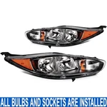 Pair/set Black Amber Headlights Assembly W/ Bulbs Ford Fiesta 2014-2019. Fixed Price $159.99.