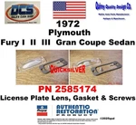 1972 Fury Gran Coupe Plate Light Lens 2585174 Licensed New Mopar Usa. Fixed Price $13.98.