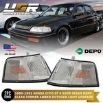 Depo Chrome / Amber Clear Lens Corner Lights For 1990-1991 Honda Civic 4DR Sedan. Fixed Price $39.95.