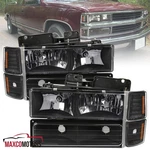 Black Headlights+bumper+corner Lamps Fits 1994-98 Chevy C/k 1500 Tahoe Suburban. Fixed Price $67.49.