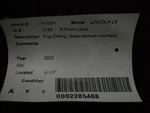 Passenger Corner/park Light Fog-driving Fits 00-02 Lincoln Ls 229216. Fixed Price $37.60.