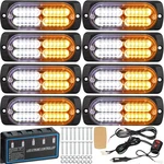 8 Pcs 24-LED Amber & White Strobe Lights Ultra Slim Sync Emergency Warning Lamps. Fixed Price $53.99.