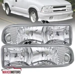Headlights Fits 1998-2004 Chevy Blazer S10 Pickup Clear Lamps Left+right 98-04. Fixed Price $59.49.