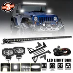 Roof 50" Led Light Bar 2X 4" Pods + Brackets Kit For 2007-2018 Jeep Wrangler Jk. Fixed Price $176.14.