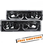 Anzo 111299 Clear/black Headlights W/ Low Brow For 88-98 Chevy/gmc C/K1500/2500. Fixed Price $173.60.