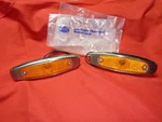 Nos Lucas Amber Light Lamps Pair Stainless Bezels Unknown Application Nice. Fixed Price $38.95.