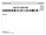 Genuine Bmw Spacer 63-11-7-419-740 New. Fixed Price $10.89.