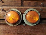 Vtg Pioneer PM-98 Amber Clearance Marker 4.5" Od & Stratolite 3.5" Lenses Pair. Fixed Price $15.99.