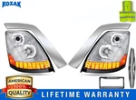 Full Led Headlights Chrome Set W/turn Signal Compatible With Volvo Vnl 2004-2017. Fixed Price $599.99.
